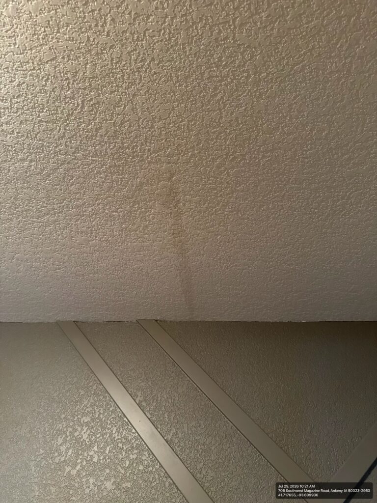 Ceiling Leak From Aging Roof, Ankeny Ceiling leak caused by an aging roof in Ankeny