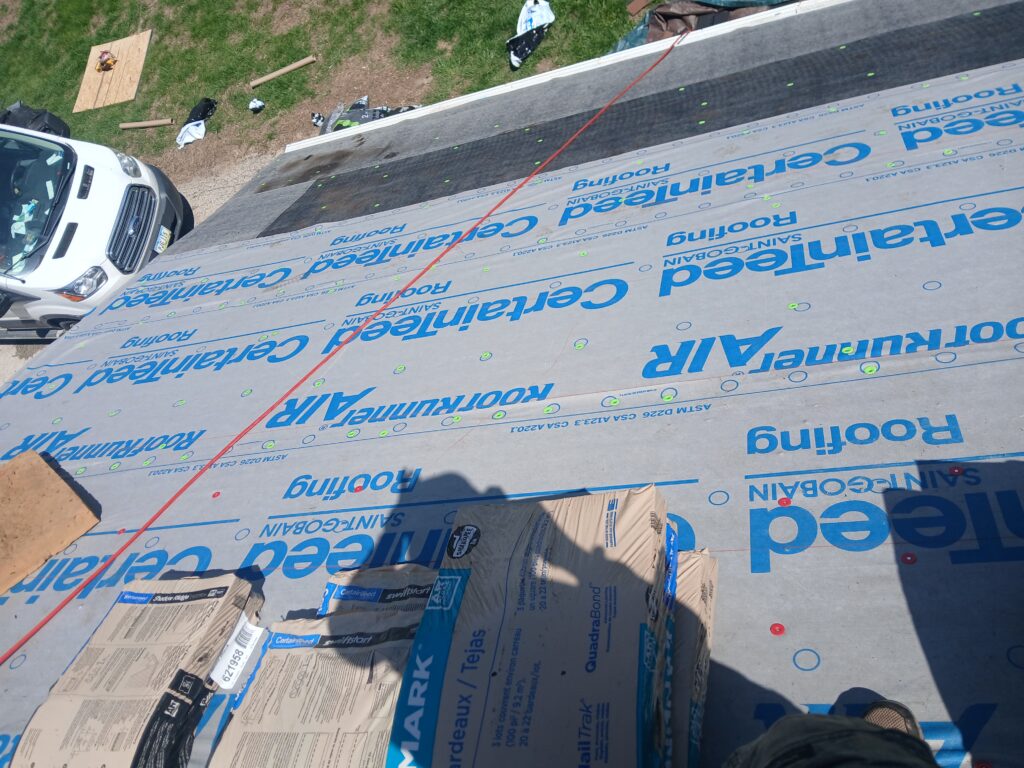 CertainTeed RoofRunner Underlayment CertainTeed RoofRunner underlayment on a West Des Moines, IA roof