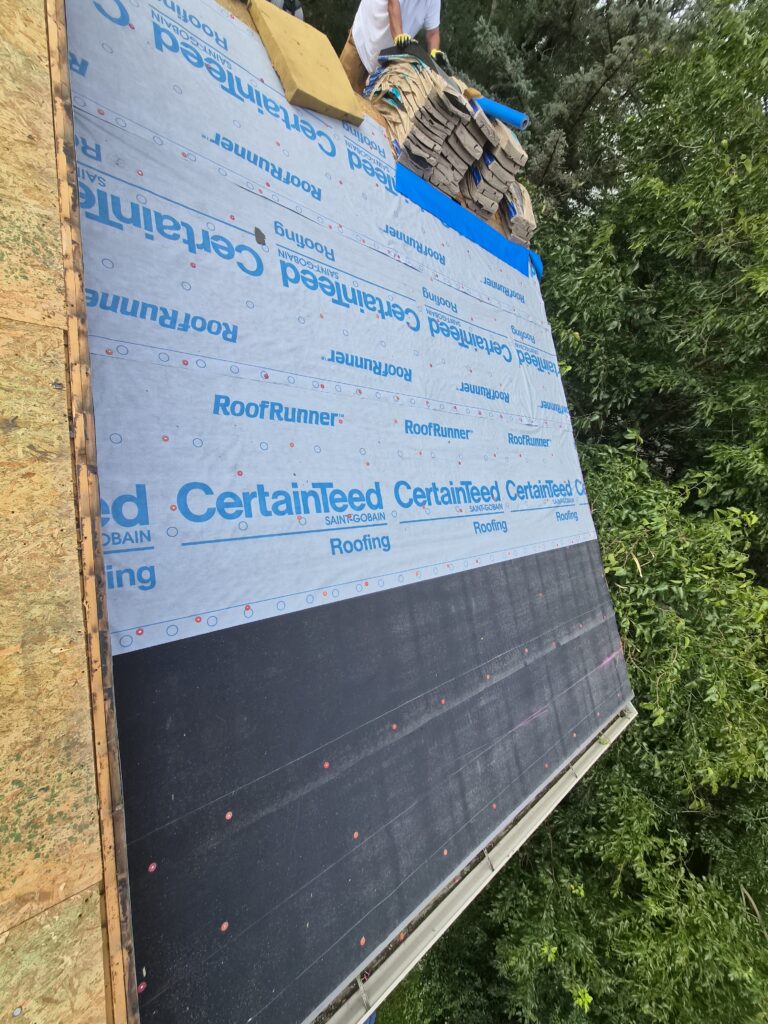 CertainTeed Underlayment Installation CertainTeed underlayment being installed on a West Des Moines, IA roof