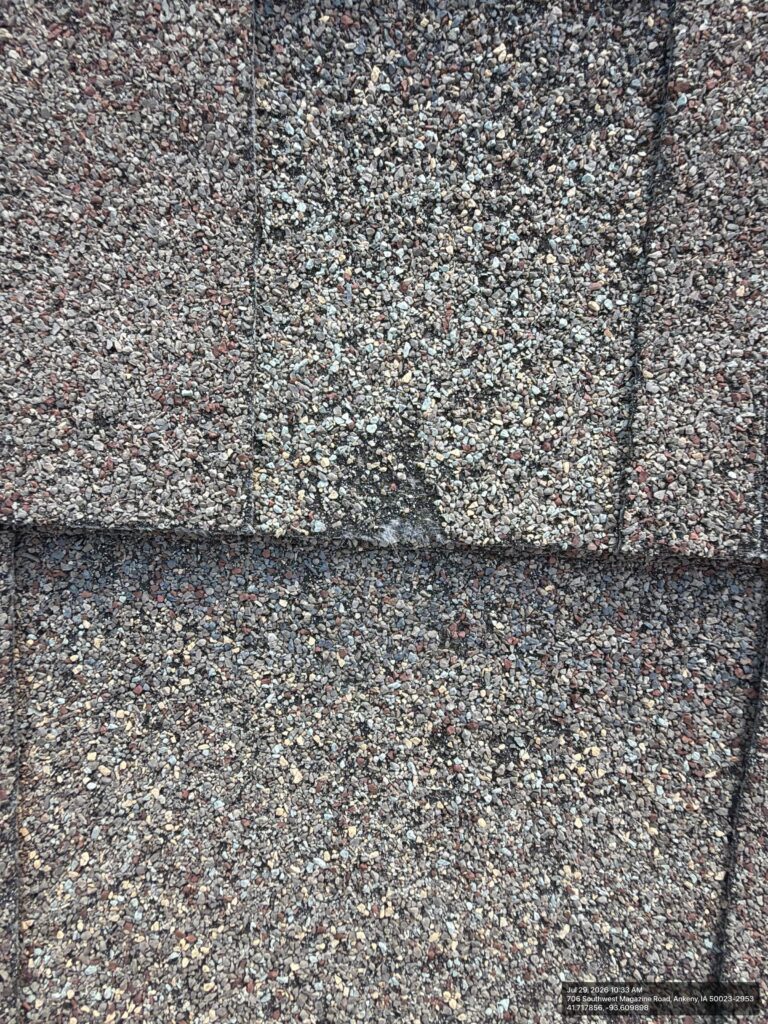 Deteriorated Shingles, Roof Inspection, Ankeny Deteriorated shingles found during a roof inspection in Ankeny