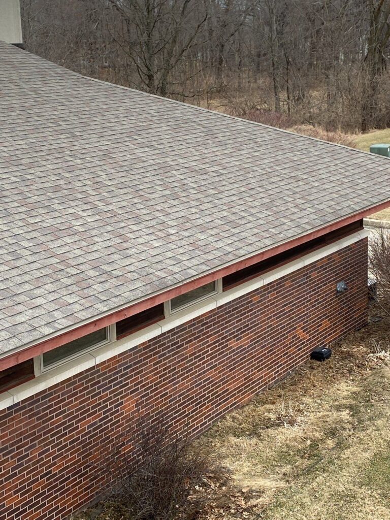 johnston-ia-community-center-roof-eave-before Roof eave on a Johnston, IA community center before the roof replacement