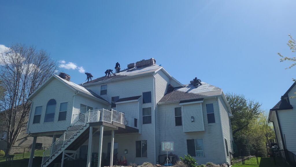 Johnston Roof Replacement In Progress Roof replacement in progress on a Johnston, Iowa home