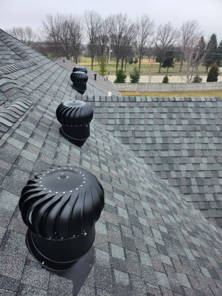 New Roof Vents, Colonial Slate Shingles, Waukee New roof vents on CertainTeed Landmark Colonial Slate shingles