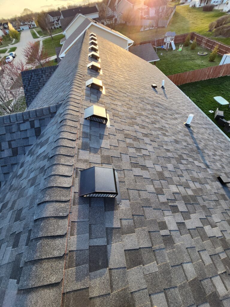 New roof vents on Moire Black shingles in Ankeny