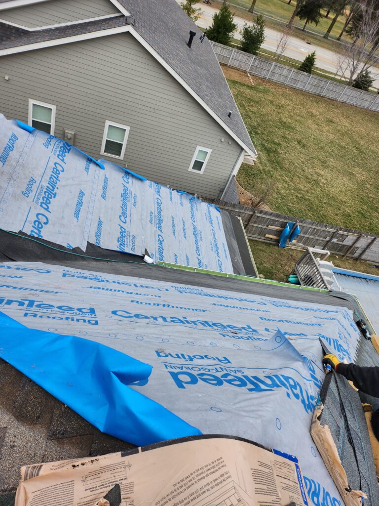 Underlayment Installation, Roof Replacement, Waukee New underlayment going on during a Waukee roof replacement